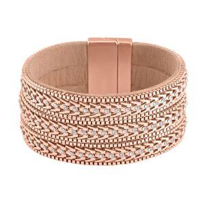 NEW White Austrian Crystal Bracelet (7.50 In) in Rose tone